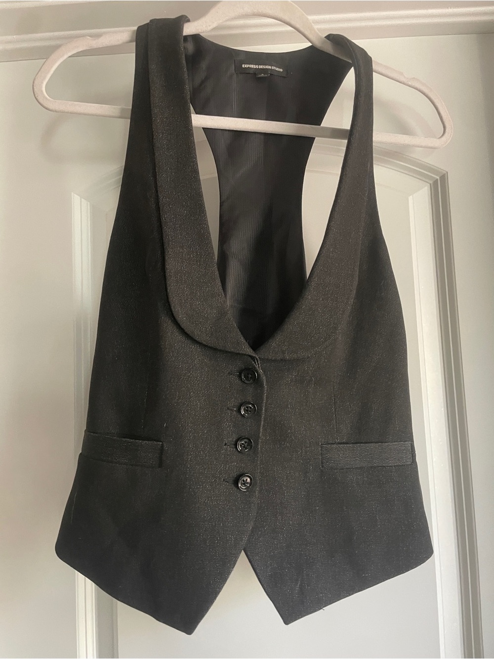 Express Design Studio Black Tailored Sleeveless Women's Vest Size 8 Structured